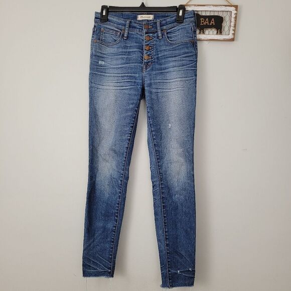 Madewell 9” High Rise Skinny Jeans Exposed Buttons Size 26 - Picture 1 of 10